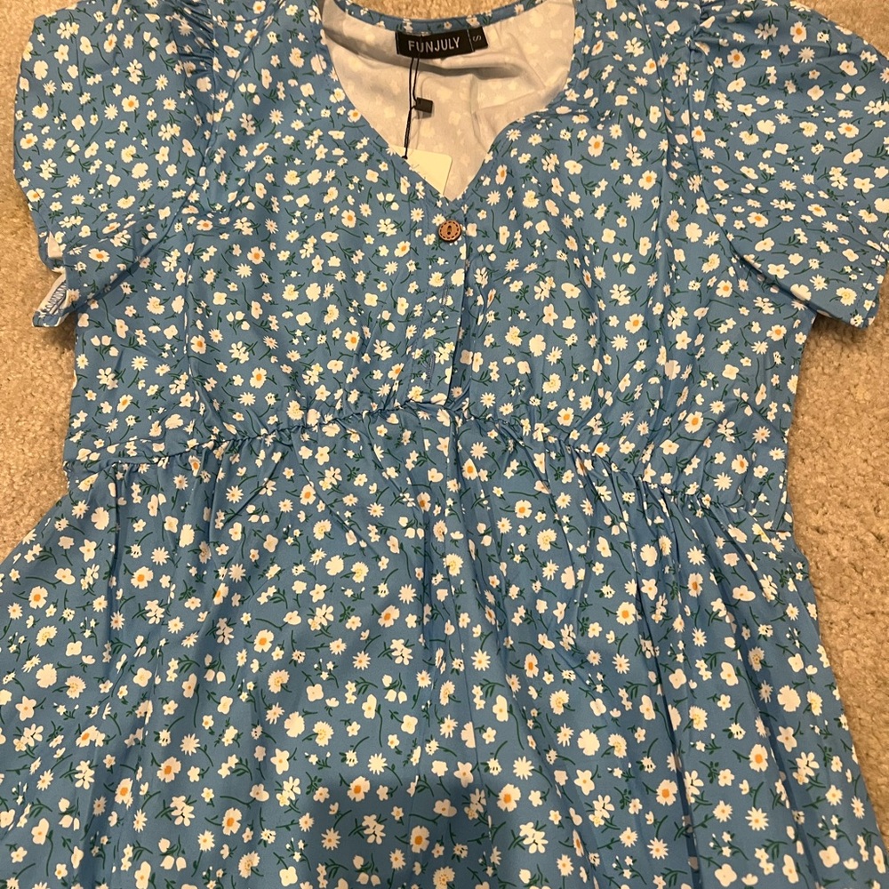 Blue Floral Maternity Dress